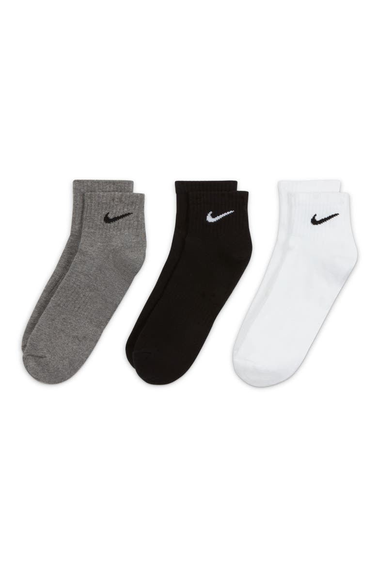 Kids' Assorted 3-Pack Dri-FIT Everyday Cushioned Ankle Socks, Main, color, GREY MULTI COLOR