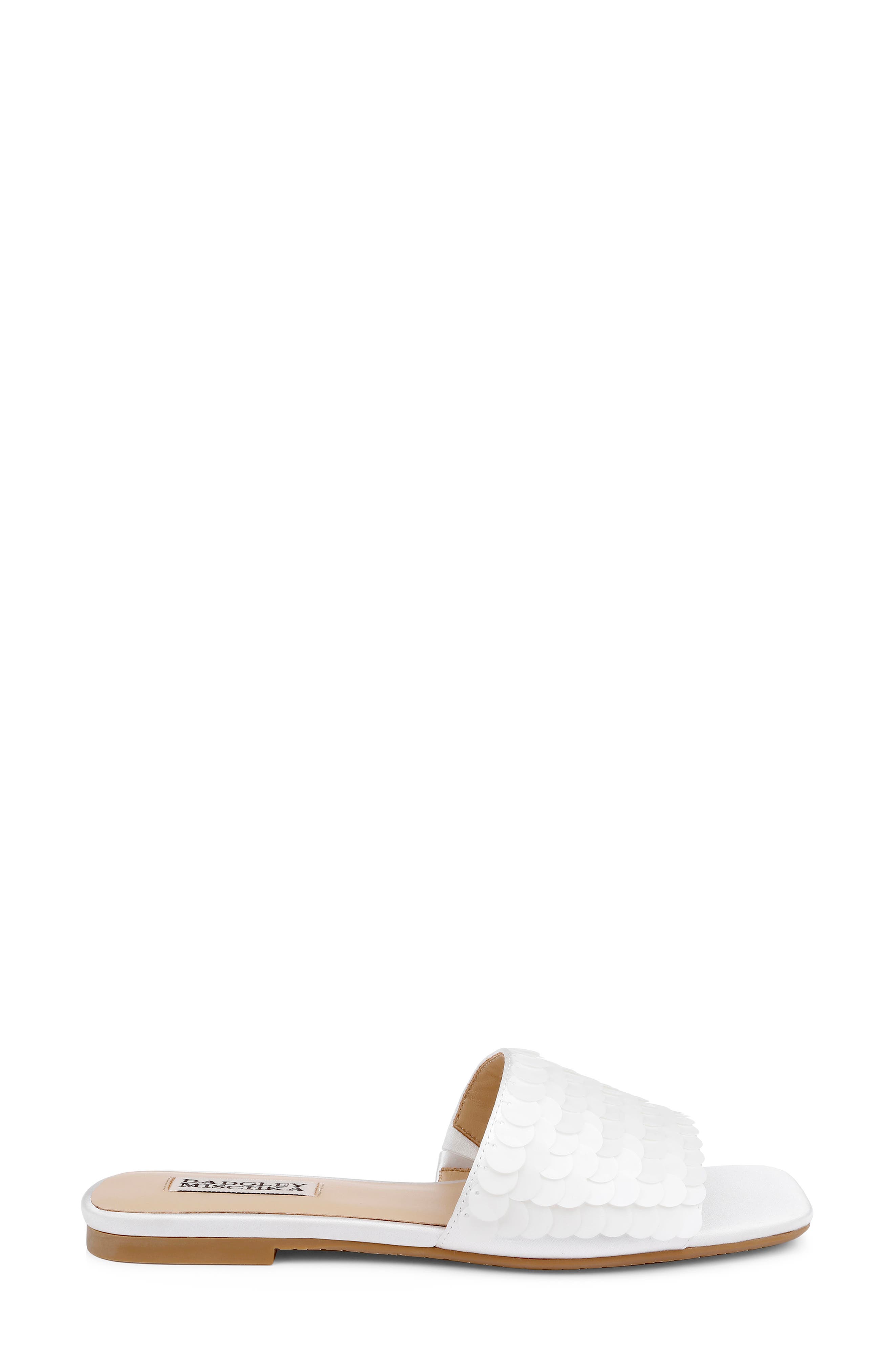 Badgley Mischka Collection Wini Slide Sandal, Alternate, color, White Satin