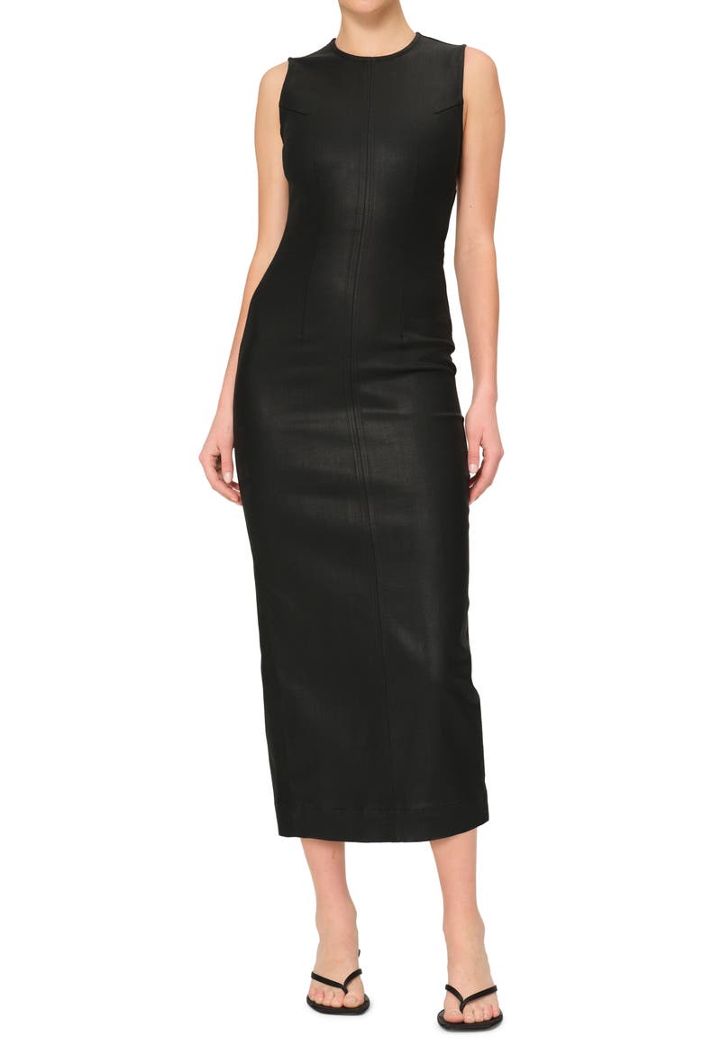 Esme Coated Midi Dress, Main, color, BLACK COATED
