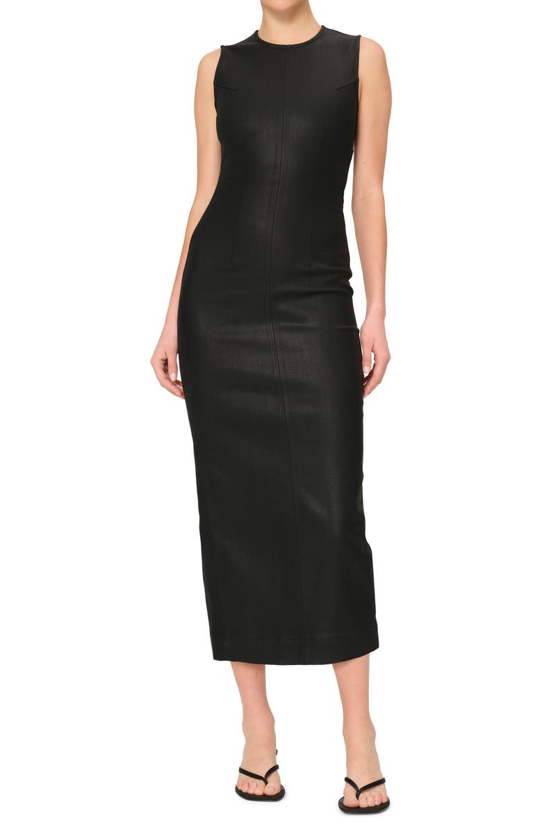 DL1961 Esme Coated Midi Dress, Main, color, Black Coated