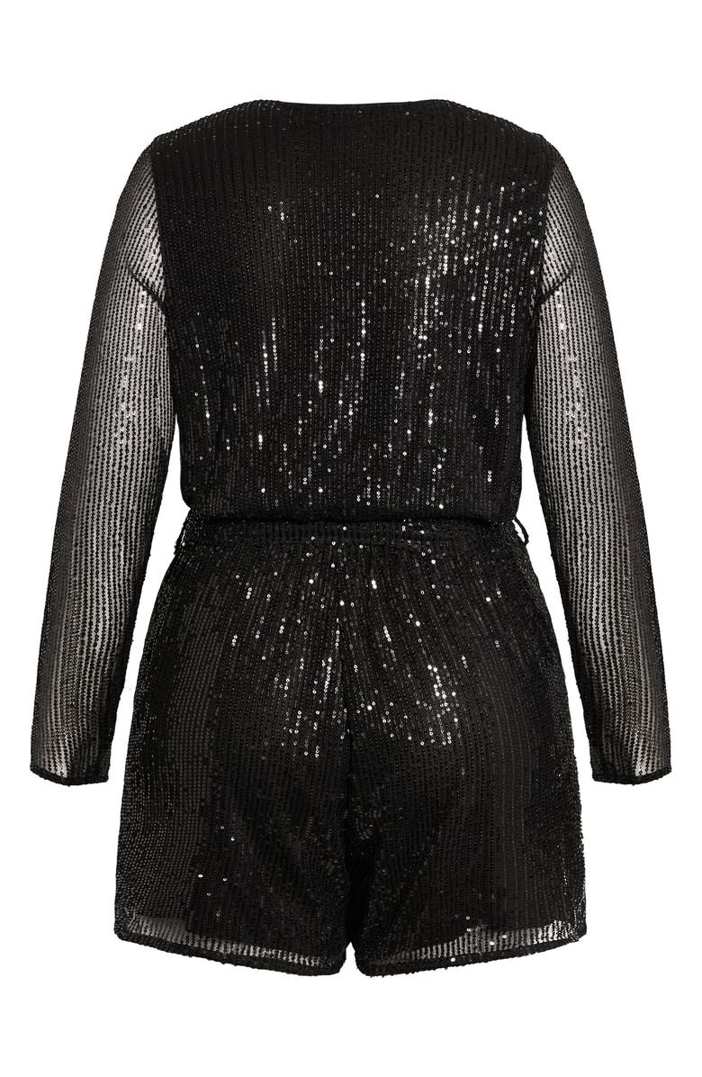City Chic Sequin Long Sleeve Romper, Alternate, color,