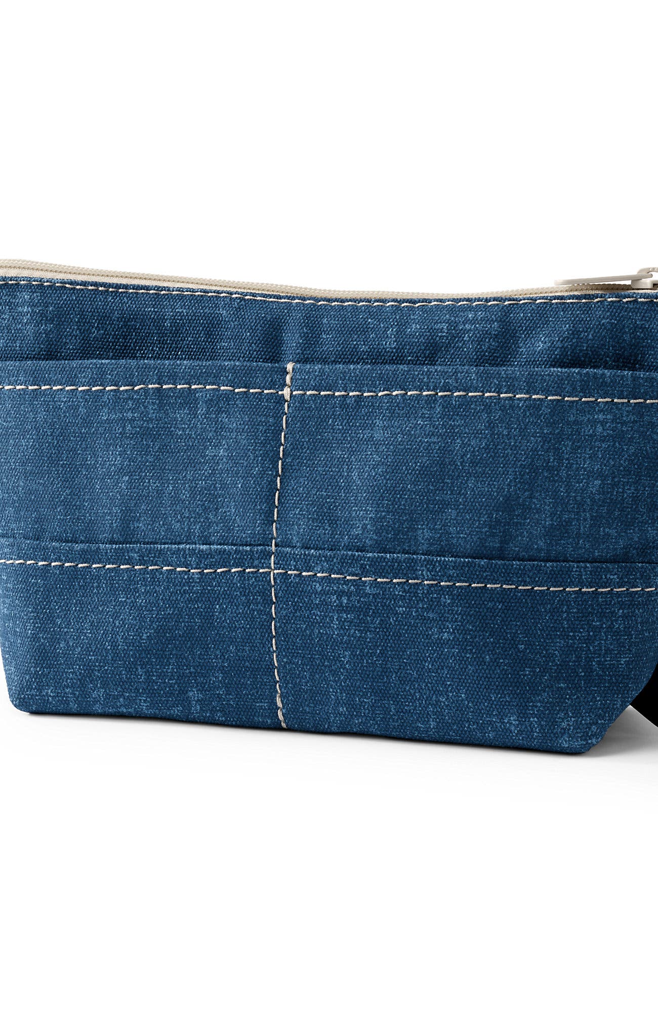 Lands
 End Zipper Canvas Pouch, Alternate, color, Denim Blue