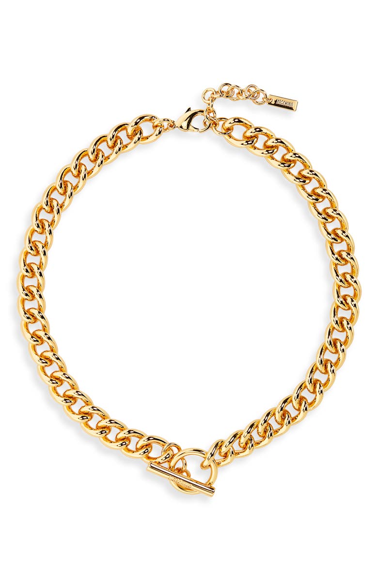 Moschino Curb Chain Toggle Necklace, Main, color,