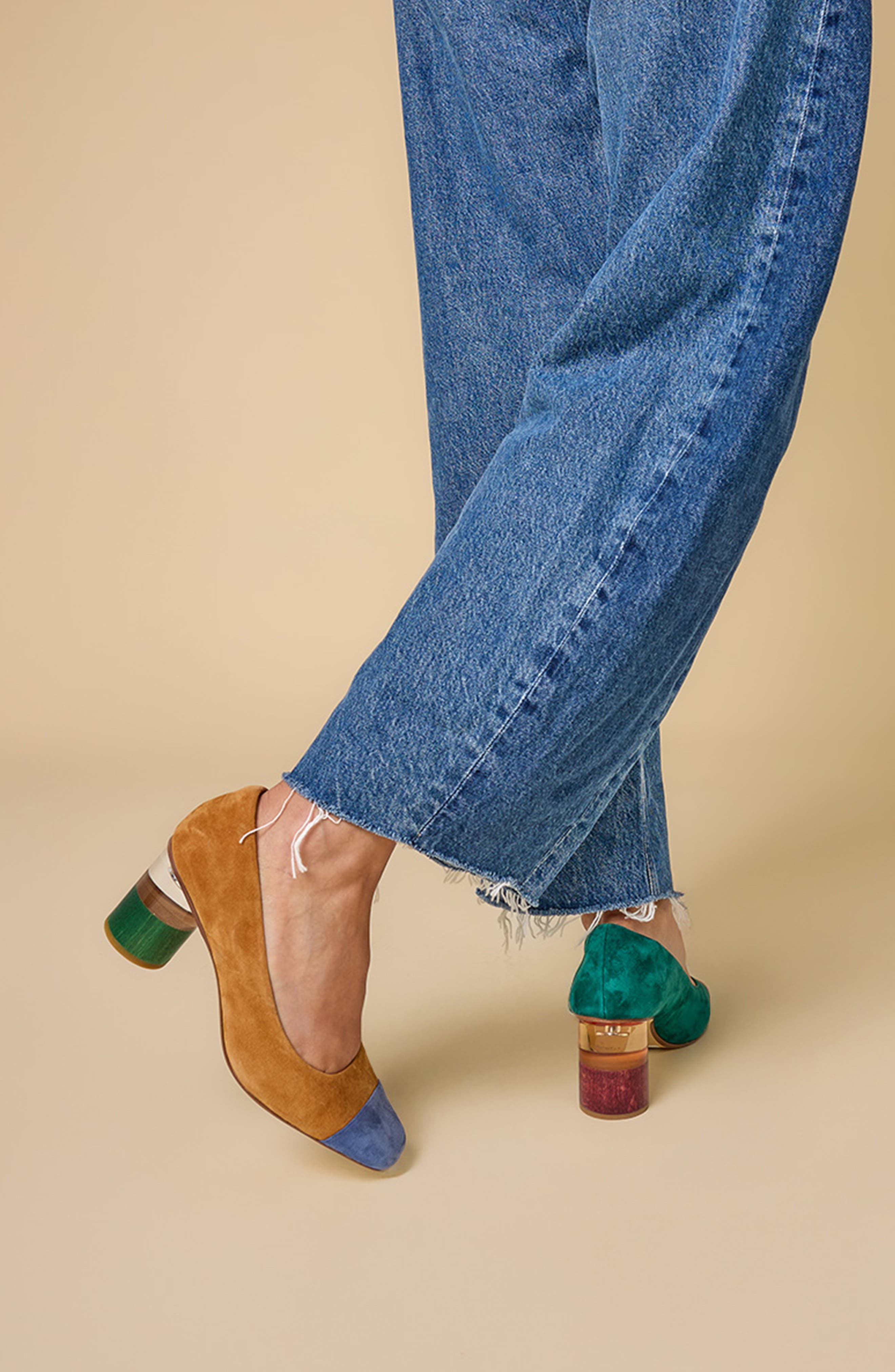 Charlotte Stone Risa Mismatch Cap Toe Pump, Alternate, color, Kingston