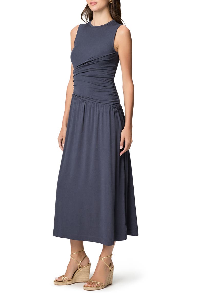 Bonita Sleeveless Ruched Midi Dress, Alternate, color, PACIFICBLU