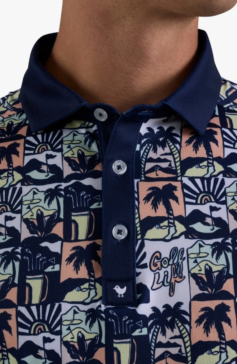 Bad Birdie Core Tropical Print Performance Golf Polo, Alternate, color, 