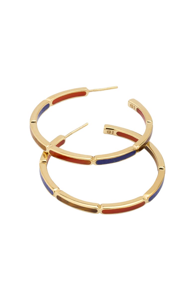 Jan Leslie Inside Out Hoop Earring Set In Sterling With 18K Gold Overlay, Alternate, color, Multi Color