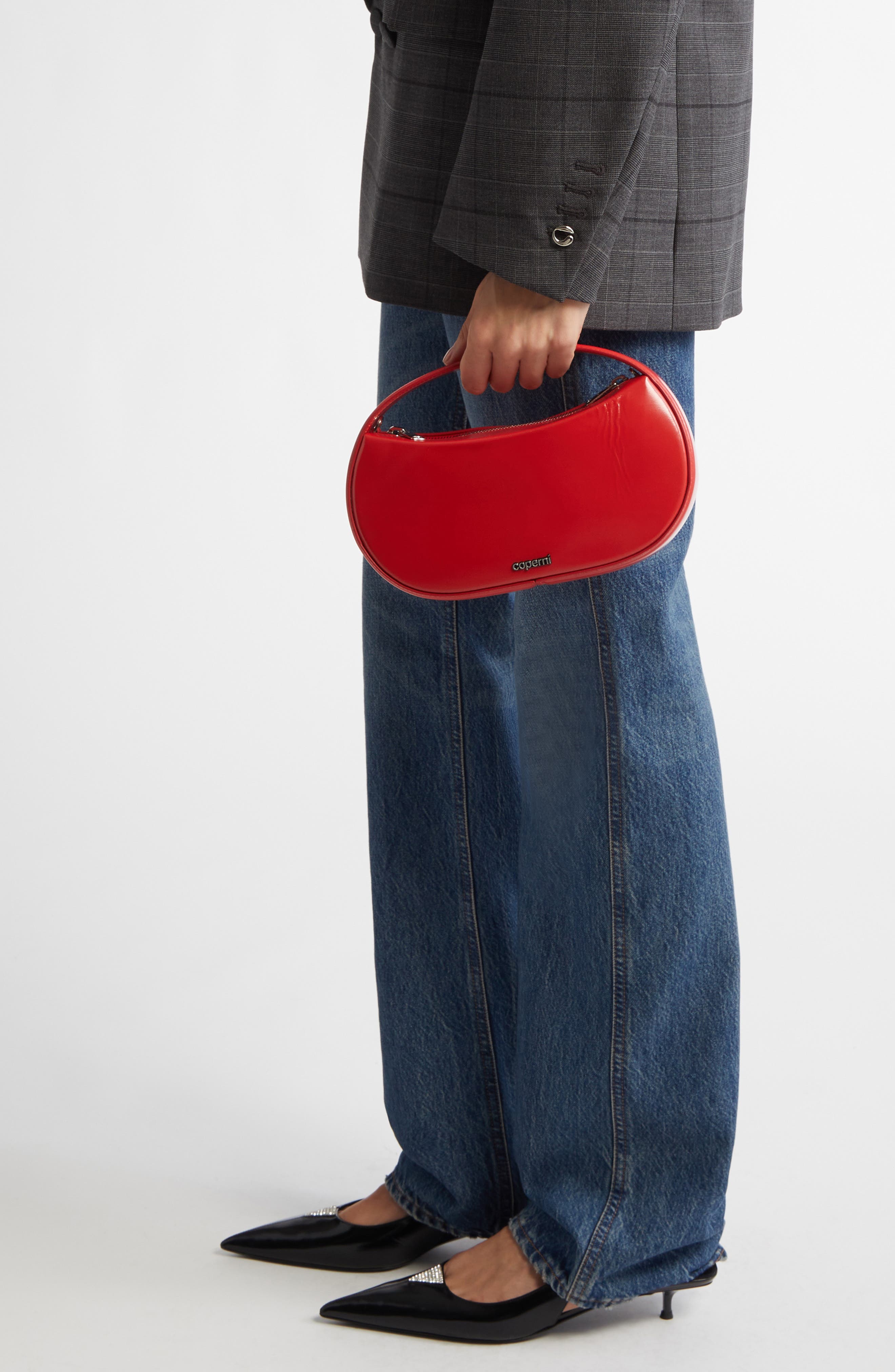 Coperni Small Sound Swipe Patent Leather Top Handle Bag, Alternate, color, 