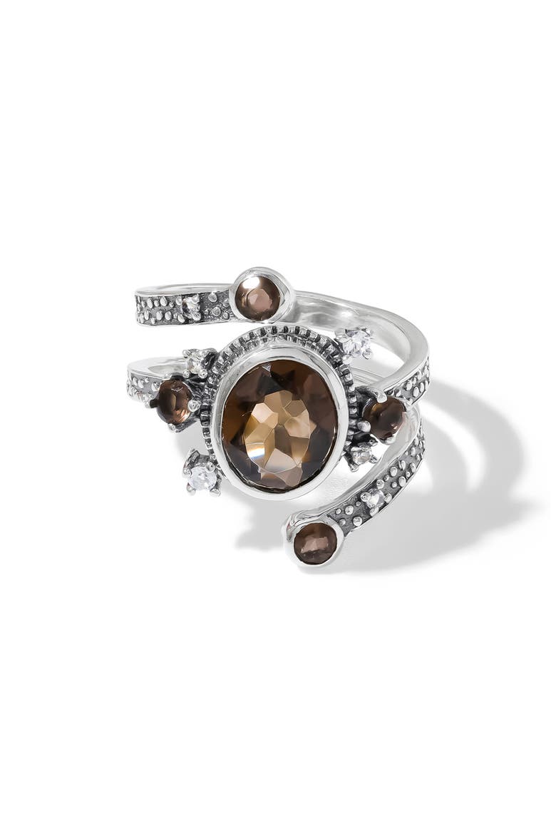 Silver Plated Smoky Quartz Statement Ring, Main, color, BROWN