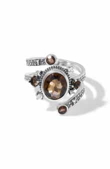 Silver Plated Smoky Quartz Statement Ring