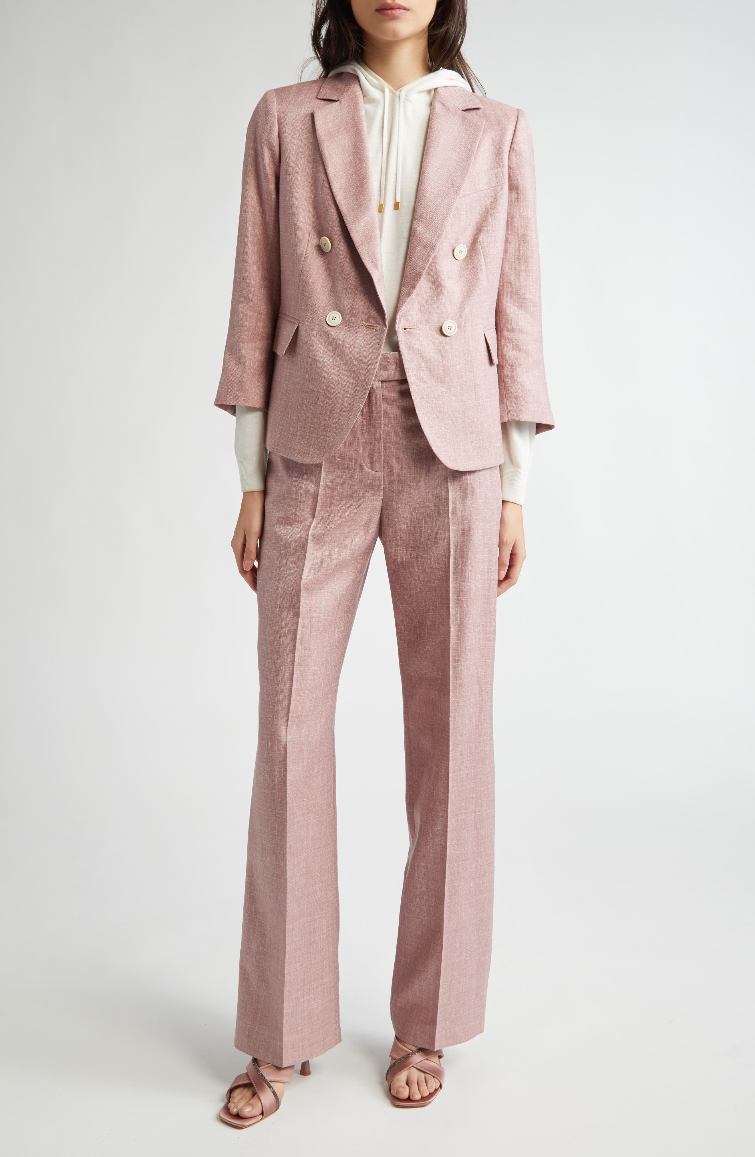 Straight Leg Virgin Wool, Silk & Linen Pants - image 2