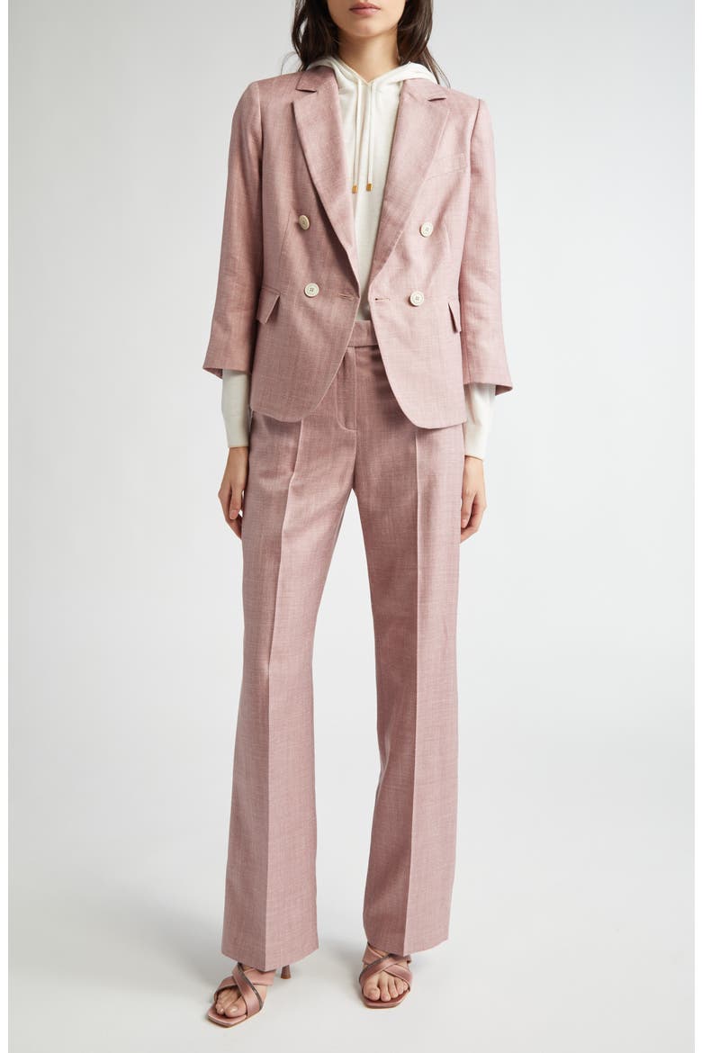 Straight Leg Virgin Wool, Silk & Linen Pants, Alternate, color, ROSE