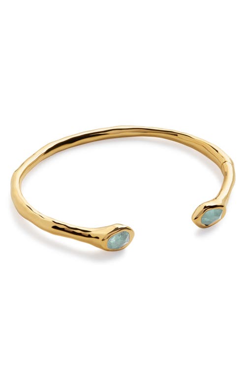 Monica Vinader Gold Odyssey Gemstone Open Cuff Aquamarine In Multi