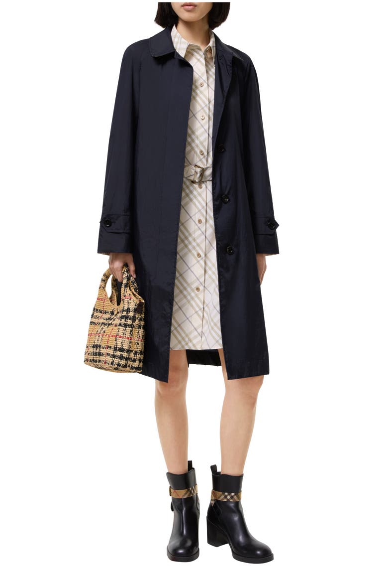 Long Belted Nylon Tickhill Car Coat, Main, color, Navy