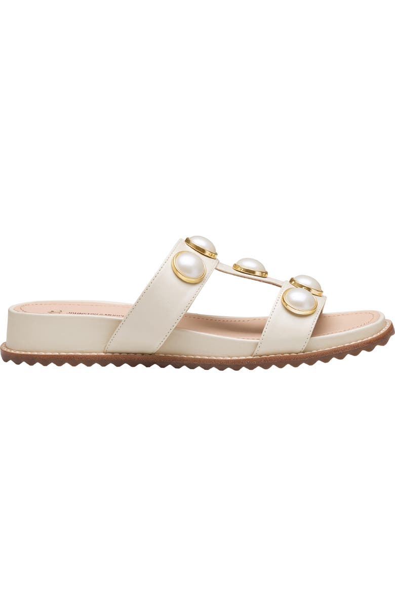 Johnston & Murphy Chandler Embellished Wedge Slide Sandal, Alternate, color, Bone Glove Leather