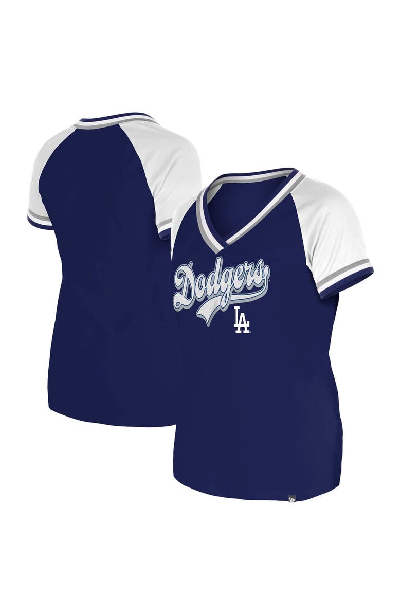 New Era Women's New Era Royal Los Angeles Dodgers Gameday Raglan V-Neck T-Shirt, Alternate, color, 