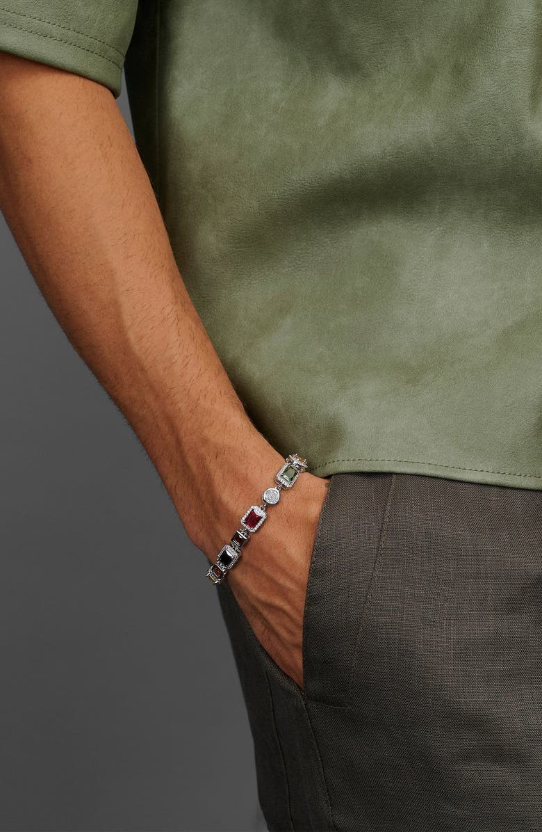 Nialaya Silver Gemstone Bracelet, Alternate, color, Silver