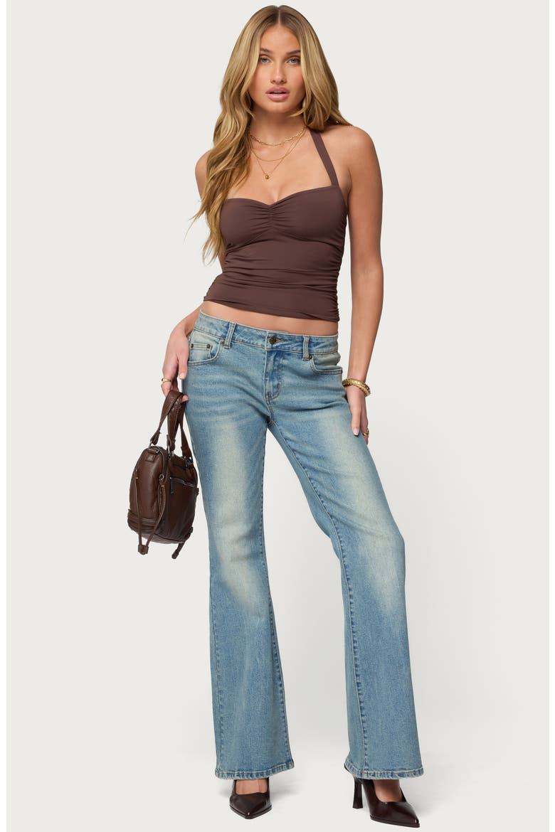 Anael Ruched Halter Top, Alternate, color, BROWN