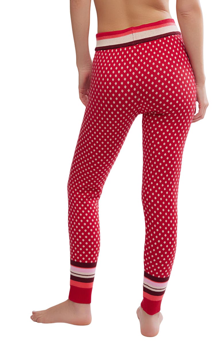 Free People Falala Fair Isle Leggings, Alternate, color, Red Peppermint Dot