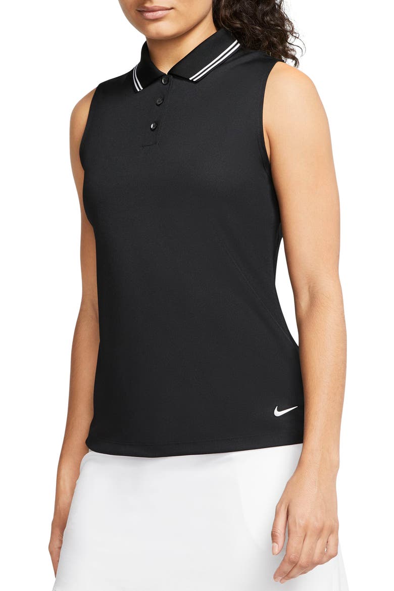 Victory Dri-FIT Sleeveless Polo, Main, color, BLACK/ WHITE/ WHITE