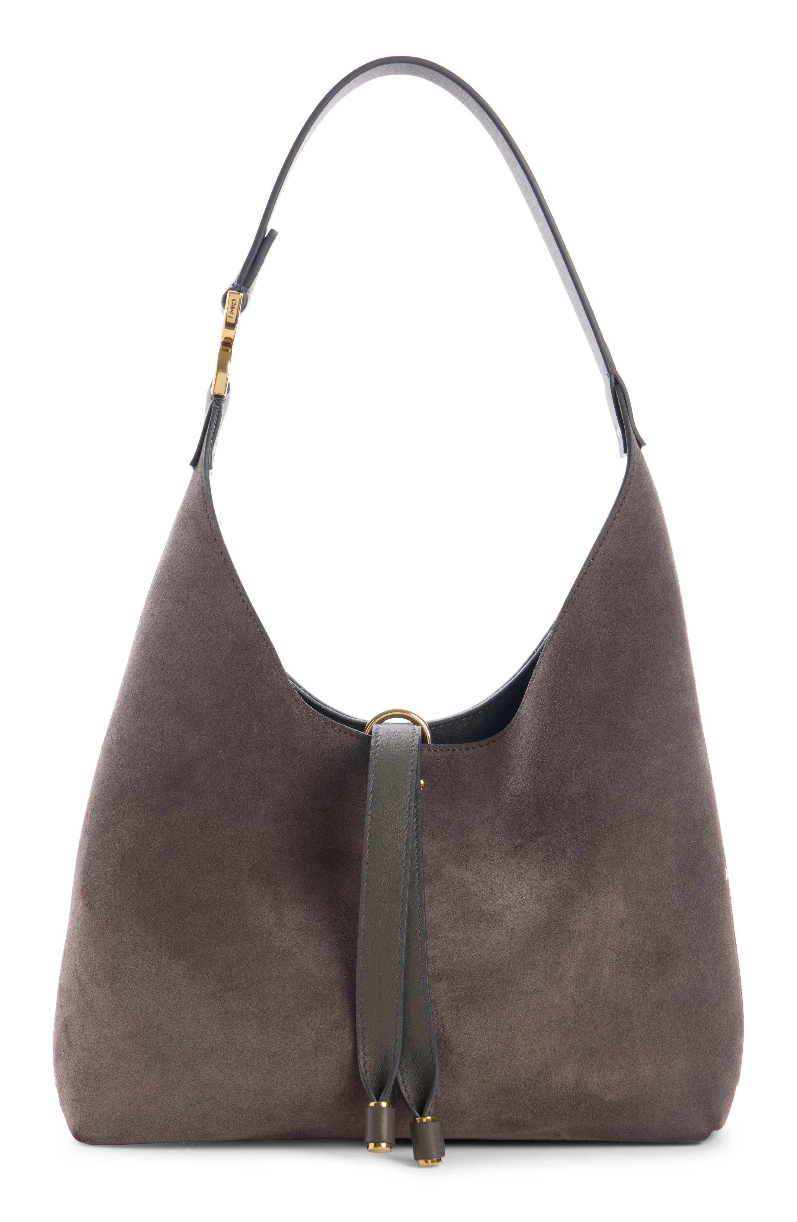 Chloé Marcie Suede Hobo Bag, Main, color, Flannel Grey