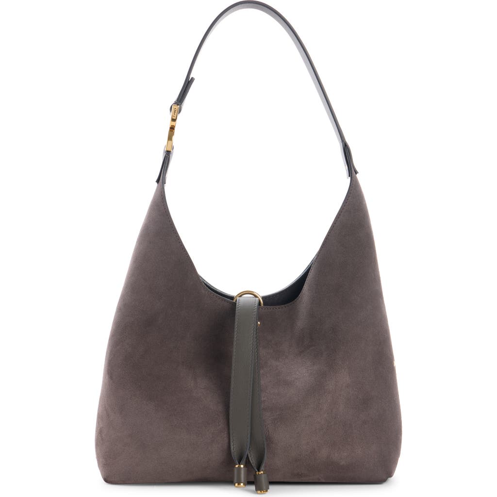 Chloé Marcie Suede Hobo Bag In Gray