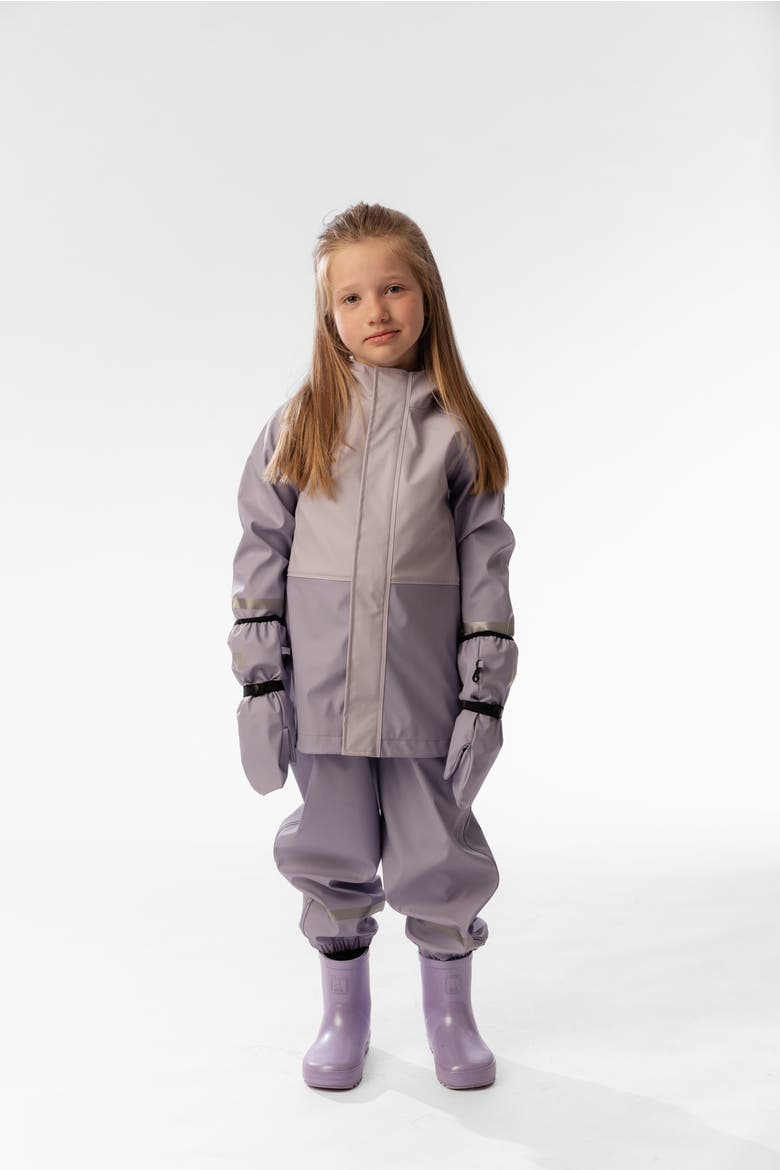 Colorblock Hooded Waterproof Rain Jacket, Alternate, color, Mauve