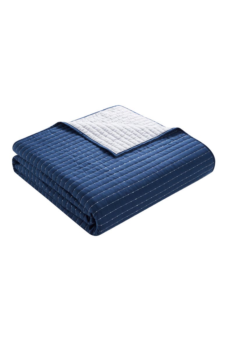 Pickstitch 3-Piece King Quilt Set, Alternate, color, BLUE