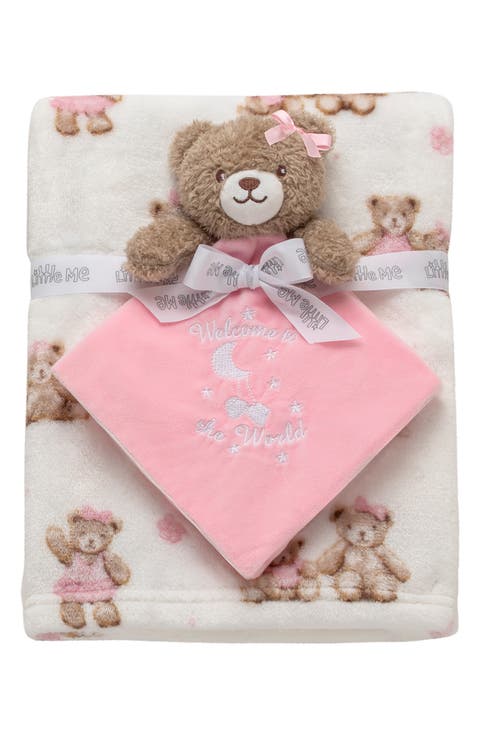 Bear Plush Blanket & Security Blanket Set