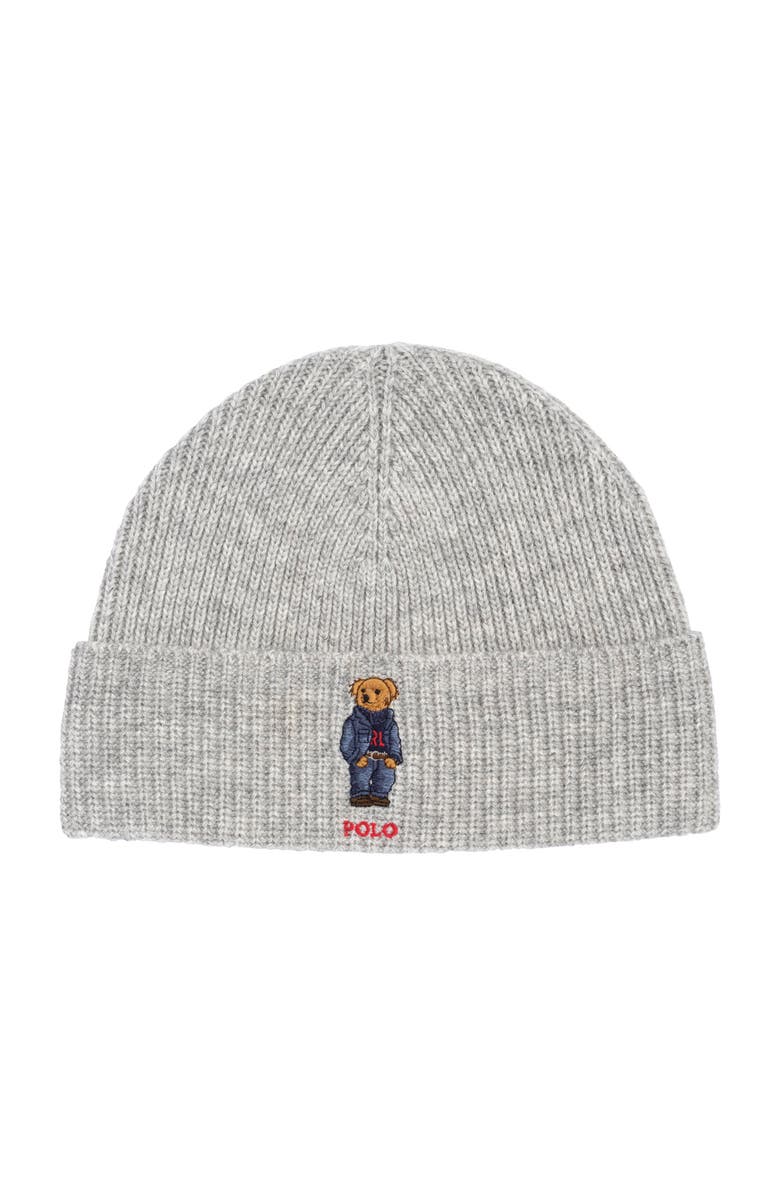 Polo Ralph Lauren Solid Denim Bear Beanie, Main, color, Andover Heather