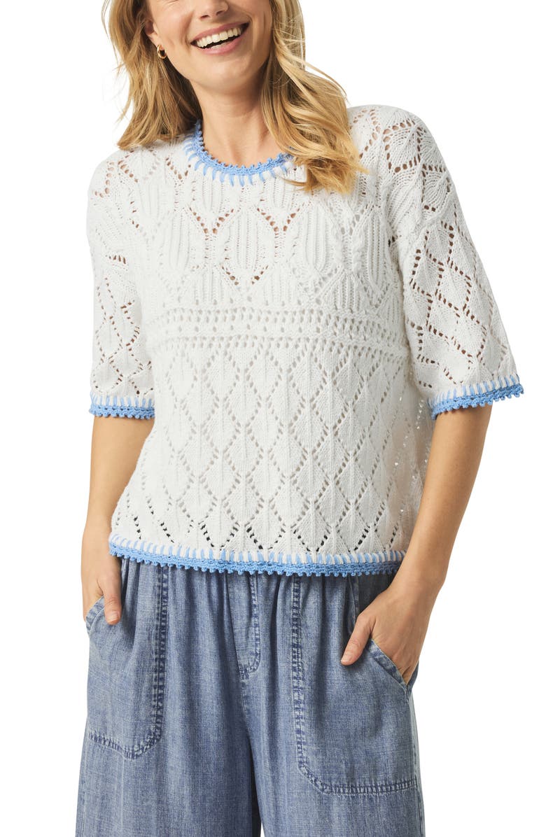 Splendid Keke Crochet Trim Pointelle Sweater, Main, color, 