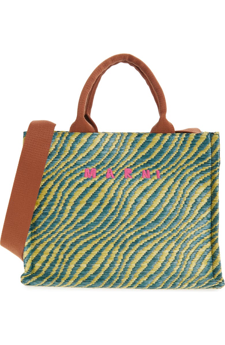 Marni Small Logo Basket Bag, Main, color, 00V44 Garden Green