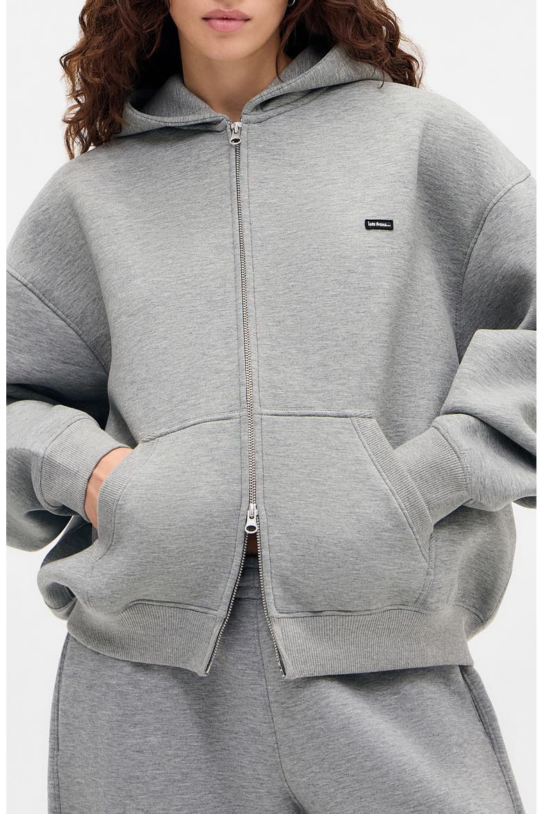 Boxy Scuba Knit Zip Hoodie, Main, color, GREY