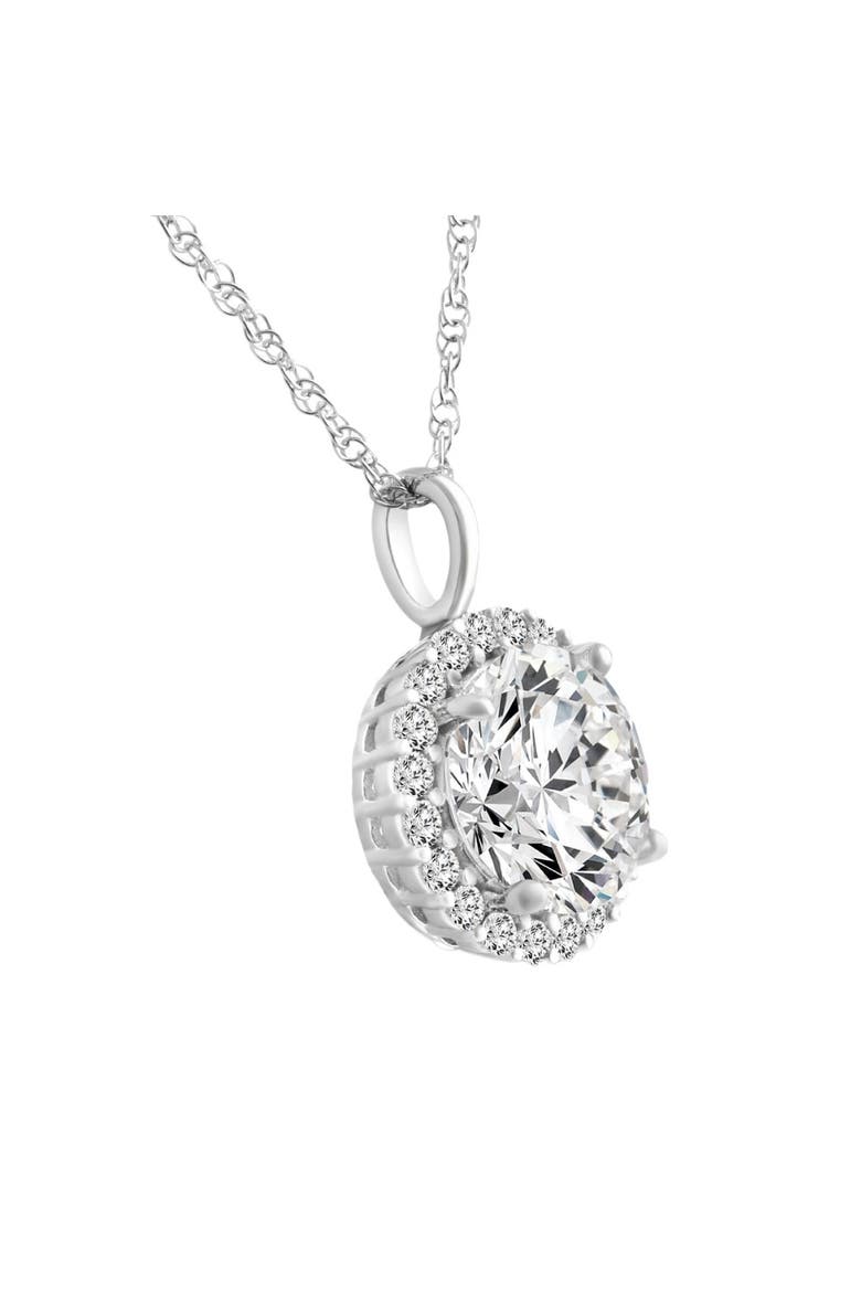 Certified 3 1/2Ct Halo Diamond Pendant 14k Gold Women's Necklace Lab Grown, Alternate, color, White Gold