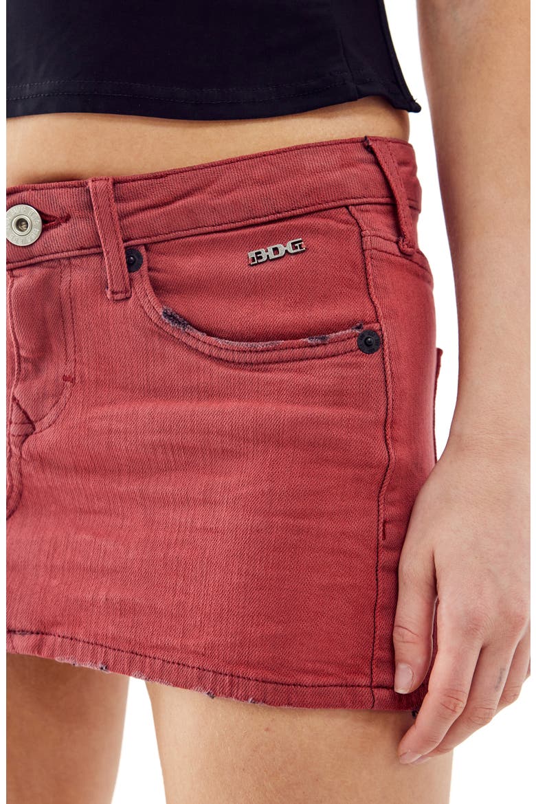 Low Rise Denim Ultra Miniskirt, Alternate, color, RED