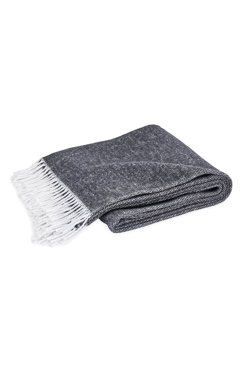 Matouk Pezzo Throw Blanket, Main, color, Black