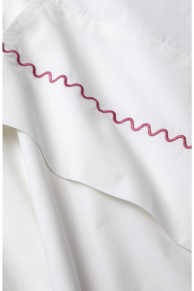 Wave Embroidered Edge Cotton Percale Sheet Set Bundles, Alternate, color, Rose Pink
