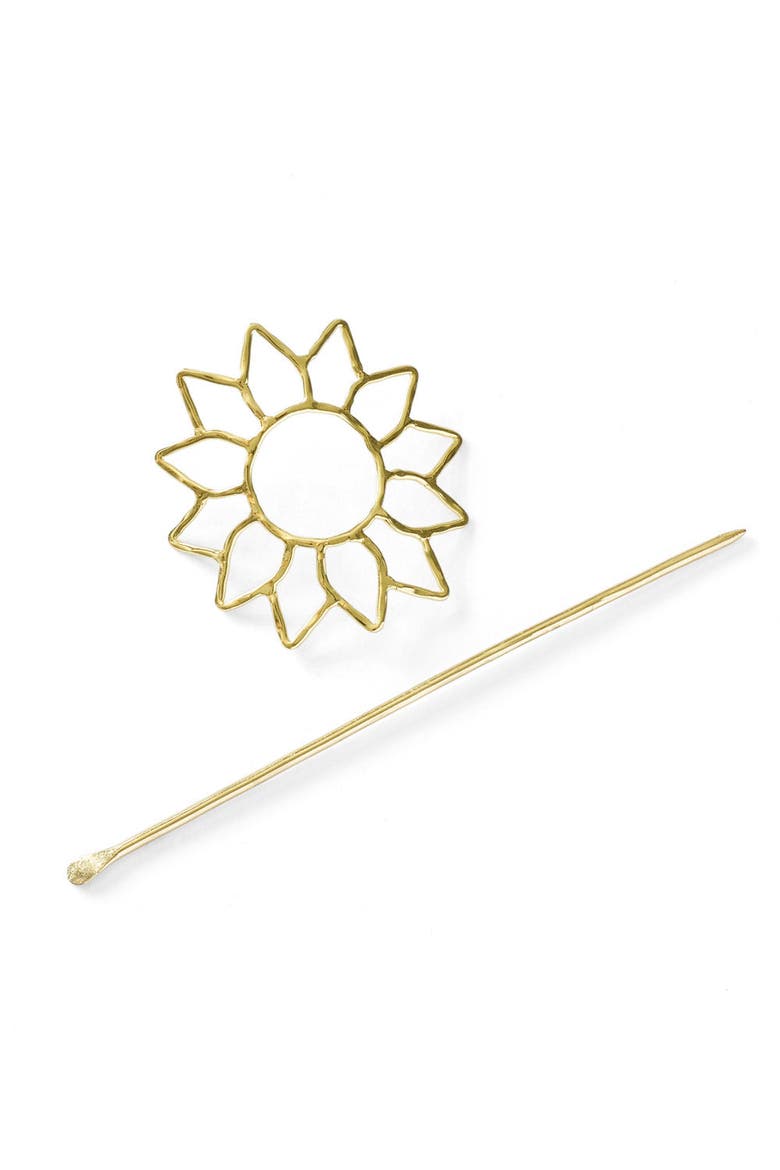 Suryamukhi Sunflower Hair Pin - Slide with Stick, Alternate, color, Metallic Gold