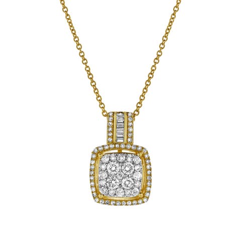 Elysian Square Diamond Pendant in 10K Yellow Gold