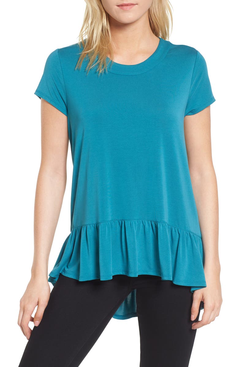 Chelsea28 Ruffle Hem Tee, Main, color, 