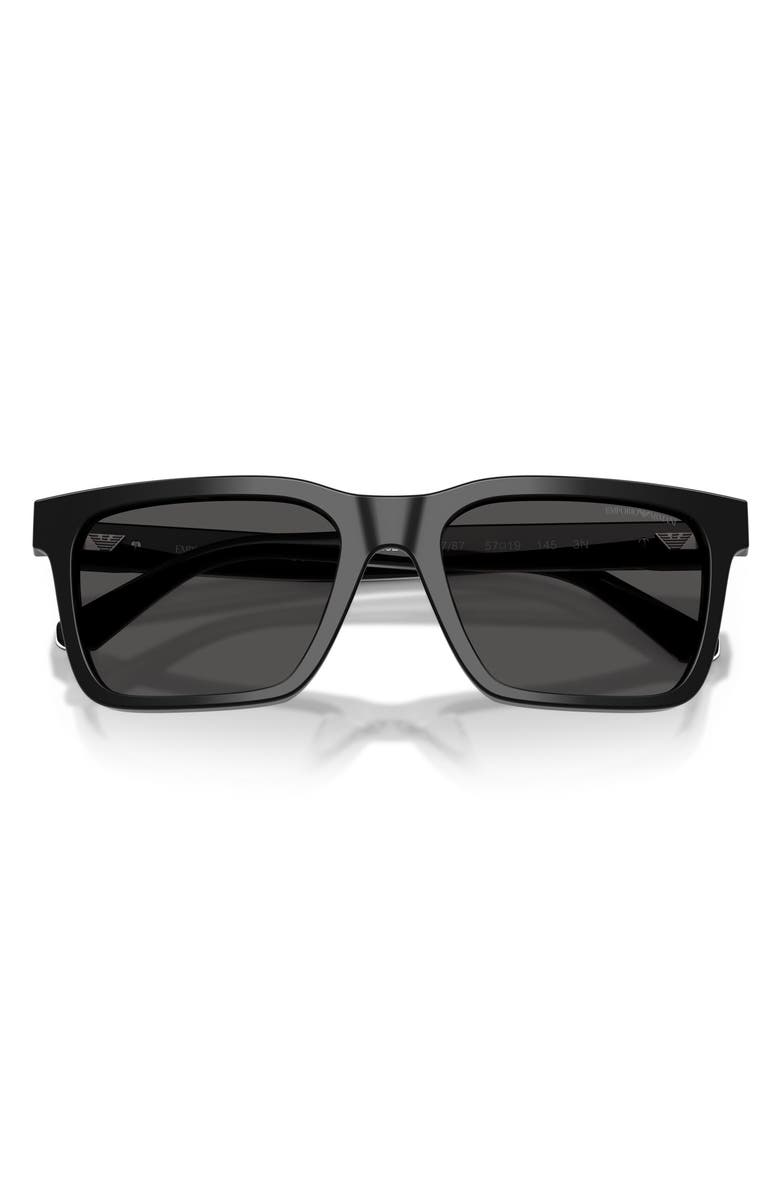 Emporio Armani 57mm Square Sunglasses, Alternate, color, Shiny Black / Dark Grey