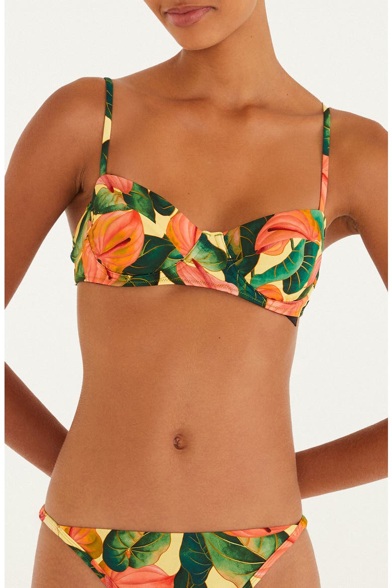 Anthurium Floral Bikini Top, Main, color, GOLDEN YELLOW