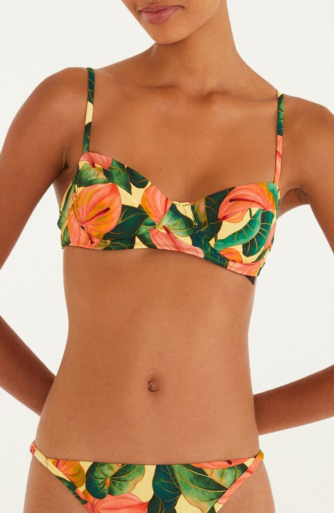 Anthurium Floral Bikini Top
