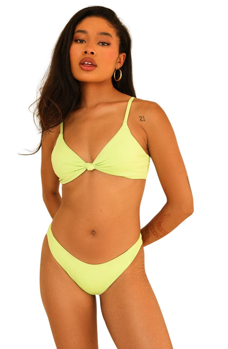 Dippin Daisys Zen Knotted Triangle Bikini Top, Alternate, color, Green Tea