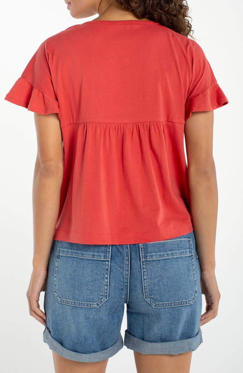 Liverpool Embroidered Yoke Flutter Sleeve Top, Alternate, color, Red Clay