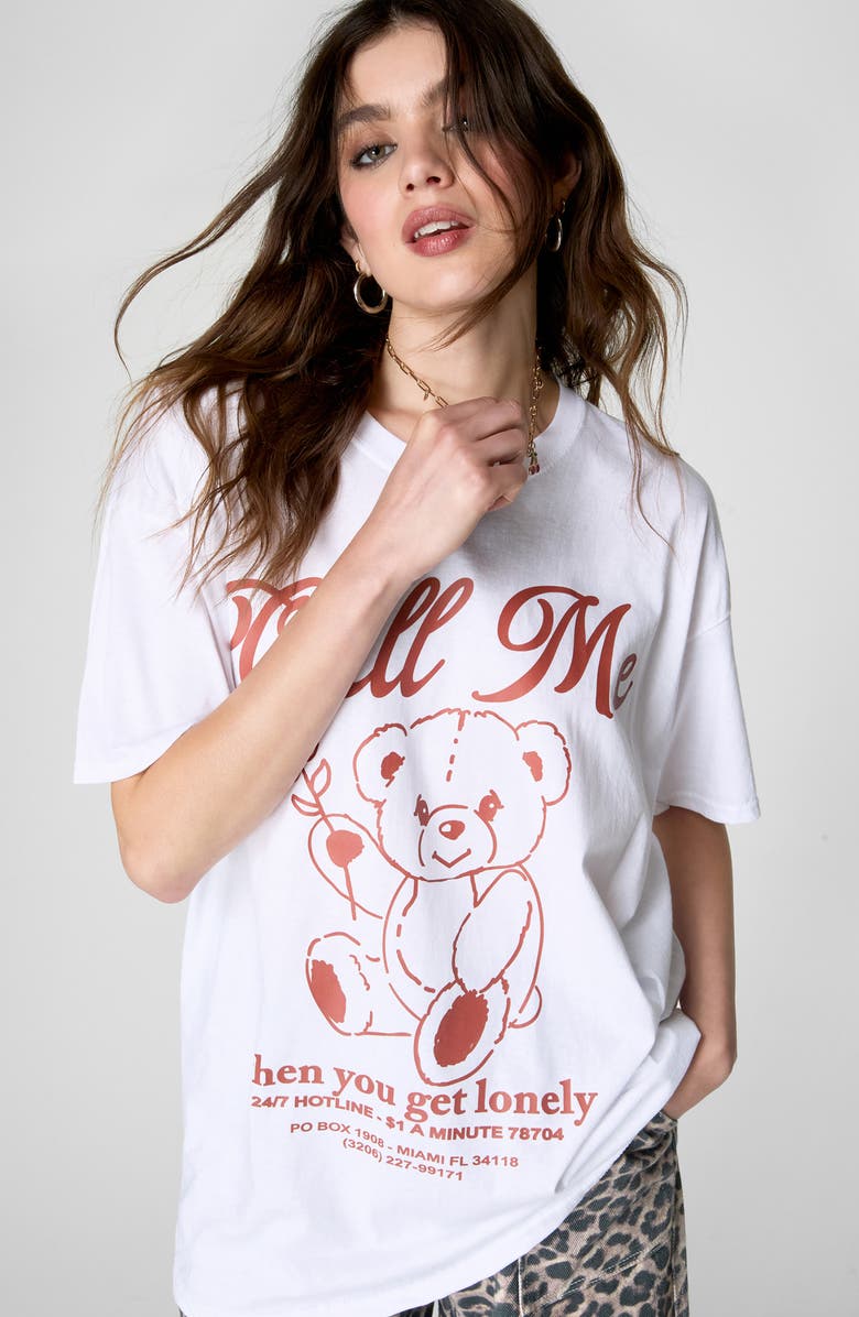 NASTY GAL Call Me Teddy Oversize Graphic T-Shirt, Alternate, color,
