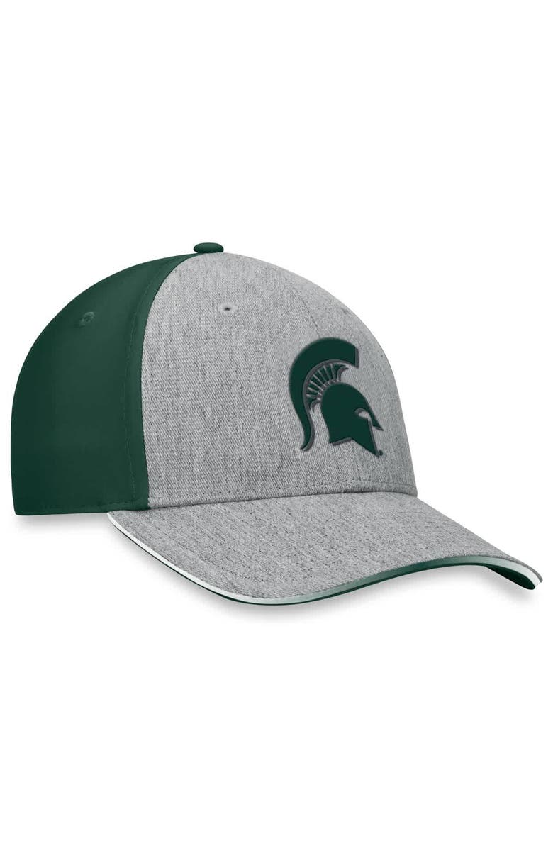 TOP OF THE WORLD Men's Top of the World Heather Gray/Green Michigan State Spartans Merge Flex Hat, Alternate, color, 