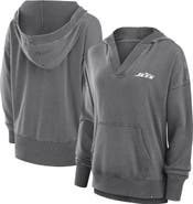 FANATICS Women's Fanatics  Heather Charcoal New York Jets Initiative Snow Wash French Terry V-Neck Pullover Hoodie