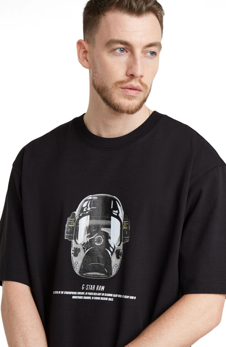 G-STAR Mask Boxy Fit Organic Cotton Graphic T-Shirt, Alternate, color, Dk Black