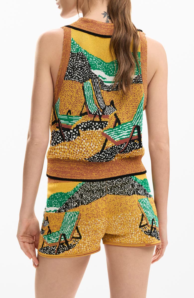 Desigual Polo Sweater Vest, Alternate, color, Brown